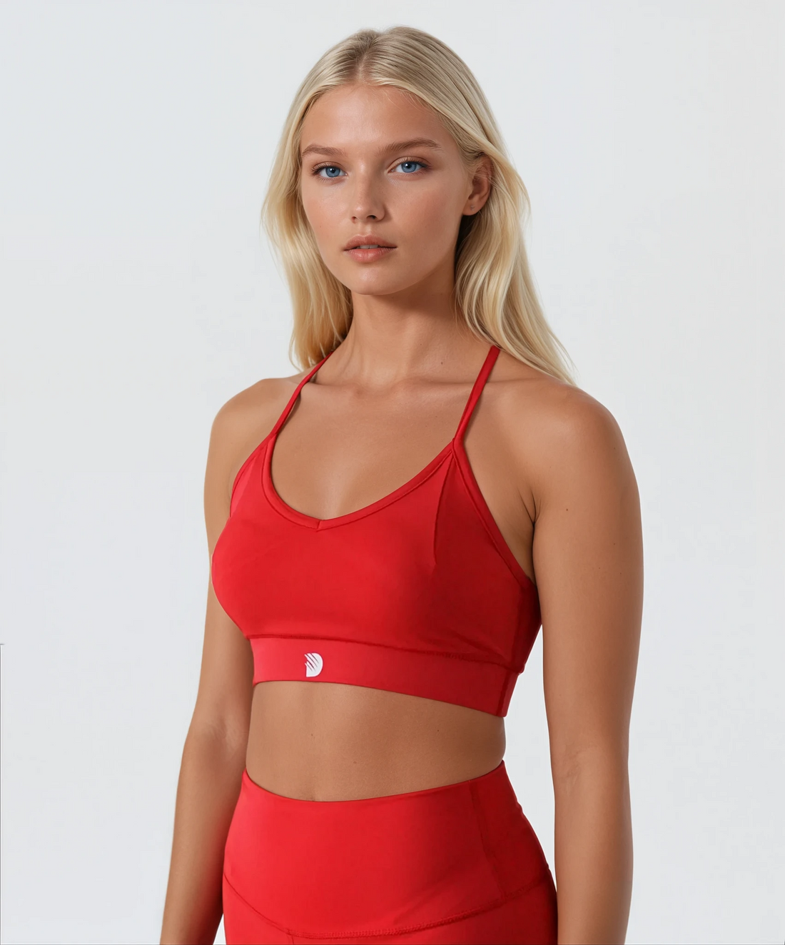 Dino V-Neck Sports Bra In Red